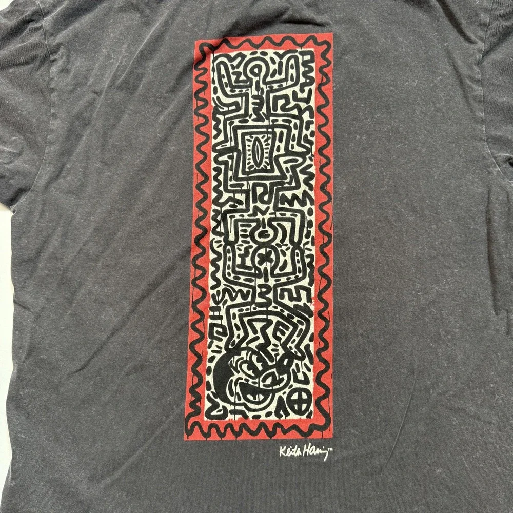 Disney Mickey Mouse Keith Haring Shirt Youth 12-14 Black Graphic Tee H&M